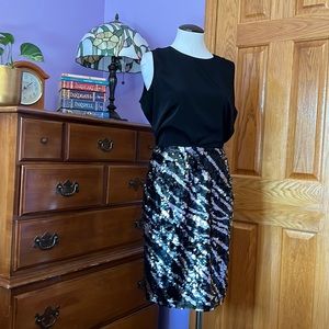 ZOLA 🖤 Evening wear, Skirt sequined, 100% silk, vintage silver black zebra